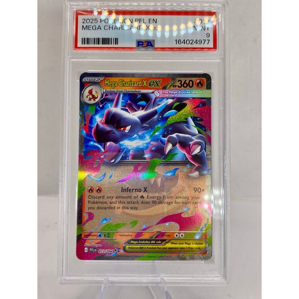Pokemon PSA 9 Mega Charizard X ex 013/094 Me02 Phantasmal Flames EN Holo mint